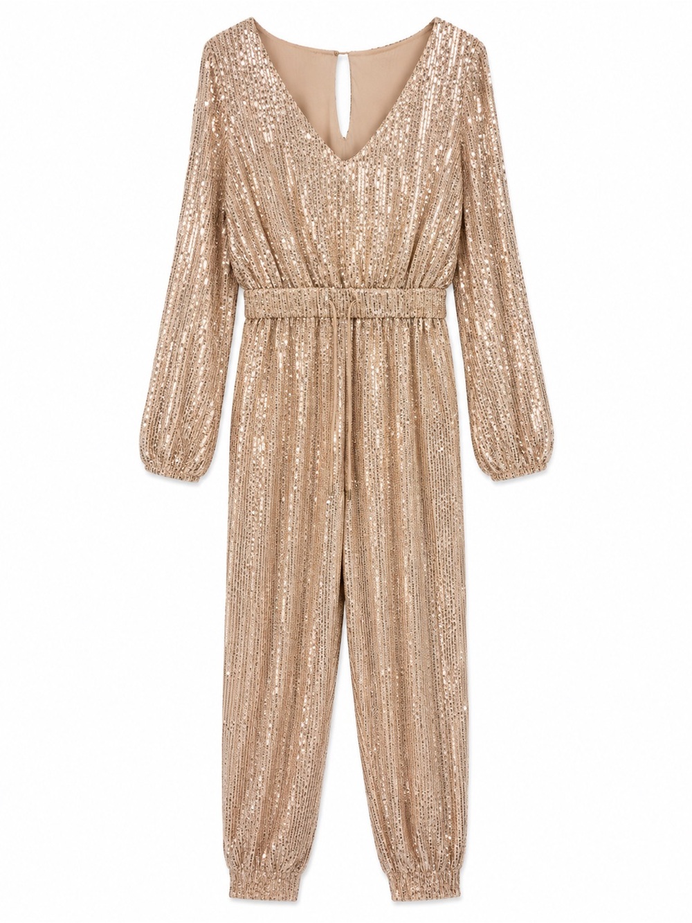 Mustard Seed Rose Gold Sequin Long Sleeve Jumpsuit NWT Size Small